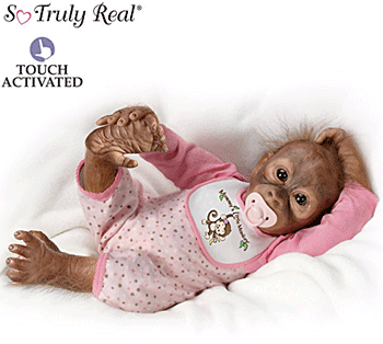 Fig 21. Baby Monkey Doll Squeezes Your Finger. The bottom of the web page for this doll notes that the doll is not a toy, but a fine collectible. 
The Ashton-Drake Galleries. 2014. Web. 1 May 2016.
